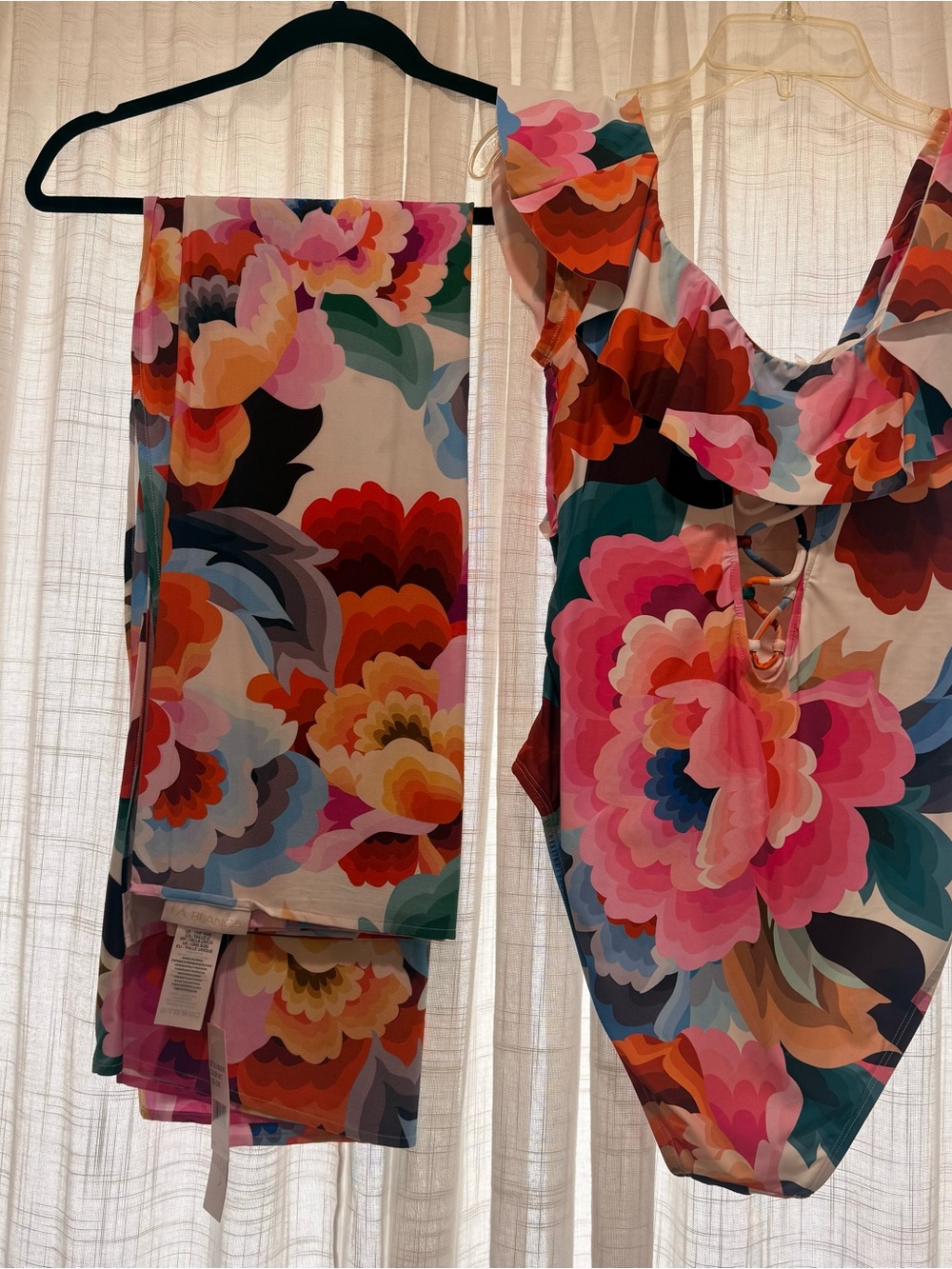 La Blanca Multicolor Floral Swim Cover-Up in Orange, Pink and Blue
